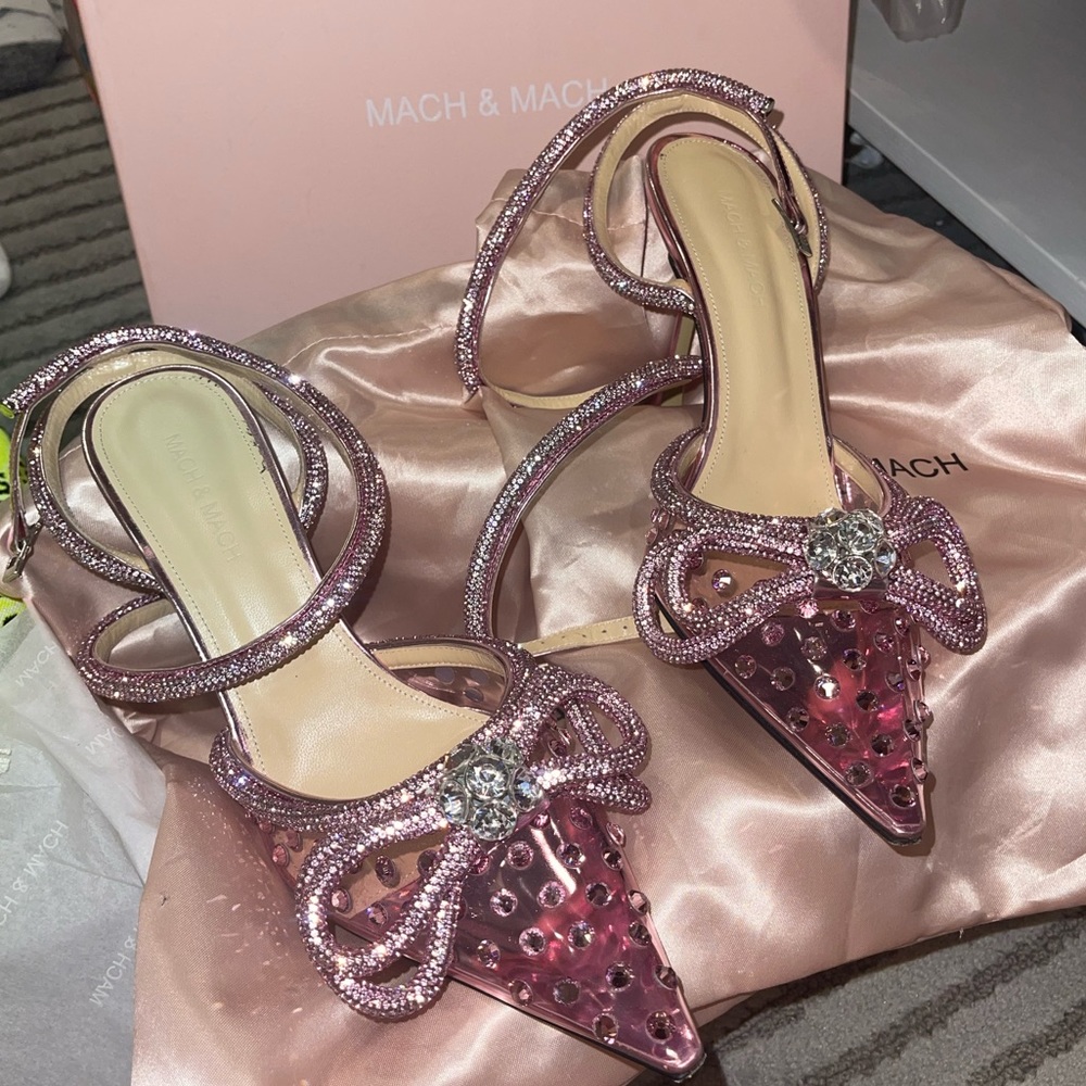MACH & MACH double bow crystal 100 mm heels